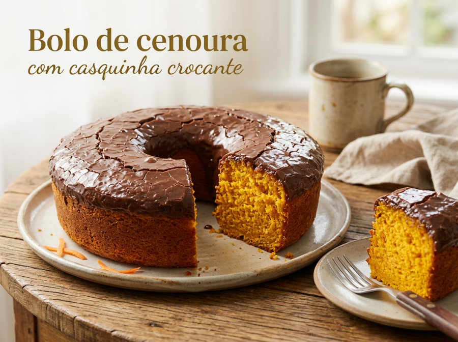Bolo de cenoura fofinho: receita fácil e tradicional que conquista qualquer mesa