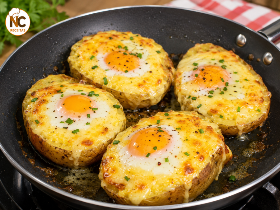 Batata Recheada de Frigideira com Ovo e Queijo: A receita rápida que virou febre nas cozinhas