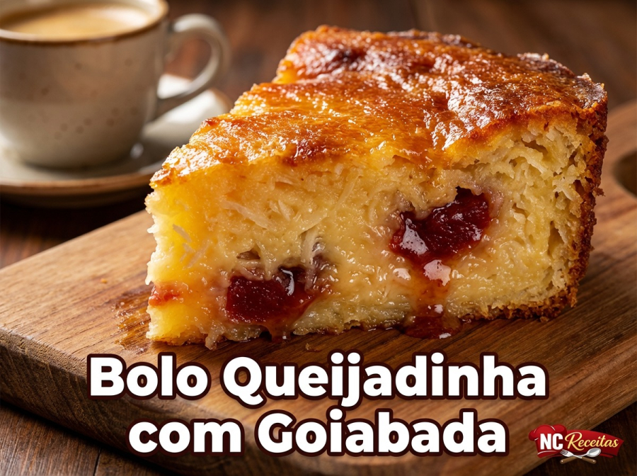 Bolo queijadinha com goiabada molhadinho: receita fácil e irresistível para o café da tarde