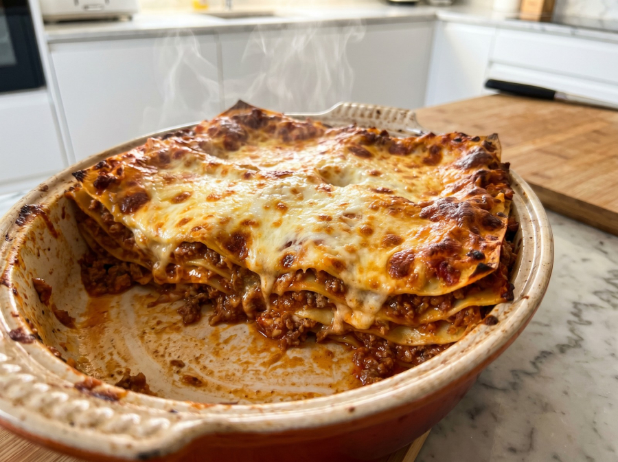 Lasanha à Bolonhesa tradicional com camadas generosas e sabor de receita de família