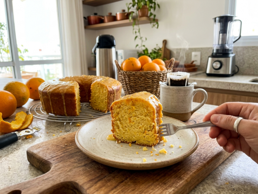 Bolo de Laranja fofinho com aroma irresistível que perfuma a casa inteira