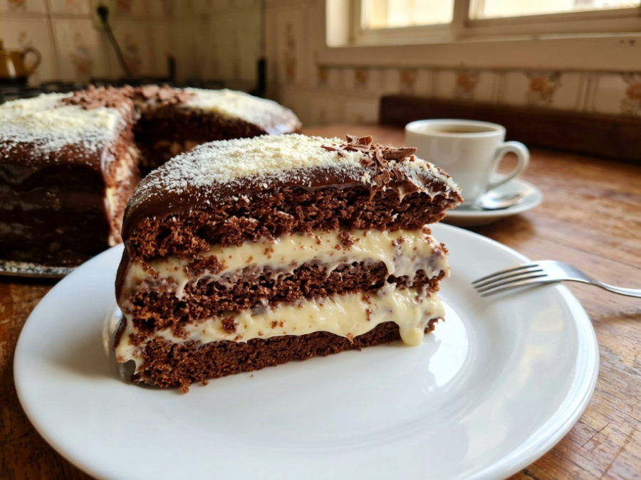 Bolo de chocolate com recheio de leite Ninho conquista pelo sabor e pela cremosidade